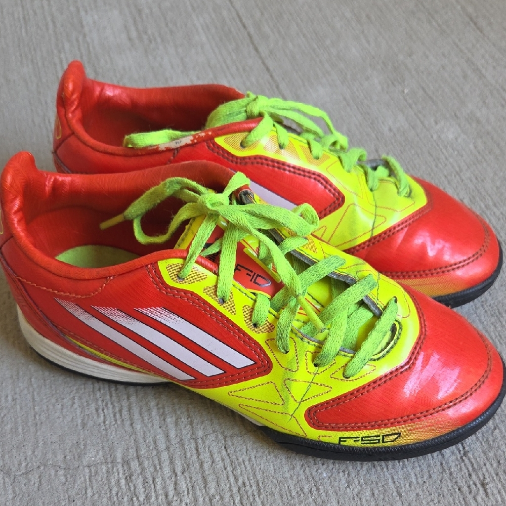 Kids Red and Yellow Sports Cleats Little Boy Size 1.5